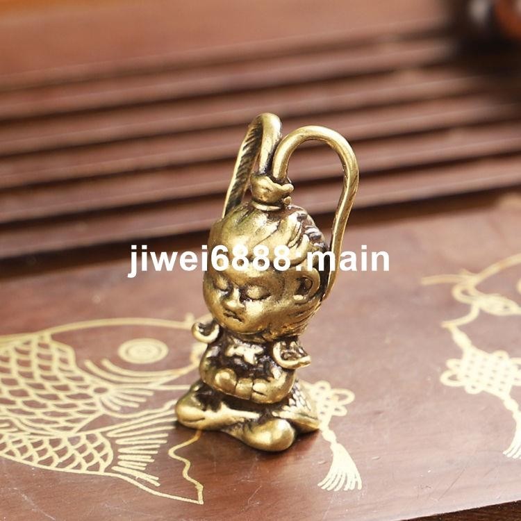 純銅製齊天大聖孫悟空小擺件復古手工純銅猴子鑰匙吊飾茶寵