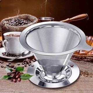 貝貝⭐316不鏽鋼咖啡過濾器 手衝咖啡壺配件 不鏽鋼濾網 滴漏式便攜卡誒過濾器 免濾紙 800目超細加密咖啡漏斗⭐優選