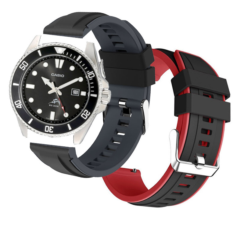 卡西歐 MDV106-1A 智能錶帶運動矽膠錶帶軟腕帶快速釋放配件