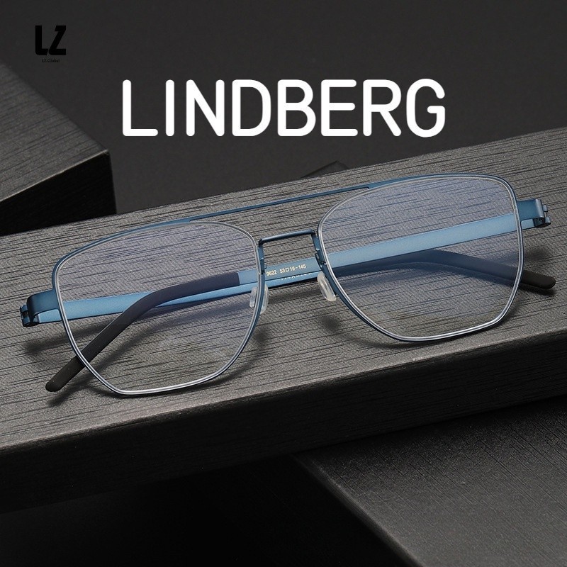【LZ鈦眼鏡】純鈦眼鏡架 雙樑多邊形眼鏡框 LINDBERG林德伯格衕款 9622時尚網紅大框可配防藍光純鈦平光鏡
