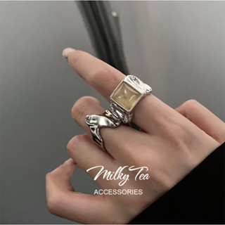 奶茶家 MilkyTea 正韓復古風不規則設計開口指環 嘻哈風少女百搭配飾方糖造型時尚關節戒子 女生戒指 399