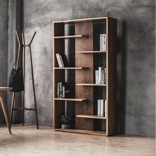 『 Tour wood』北歐辦公室書房實木書櫃家用客廳落地隔斷屏風復古多功能原木書架