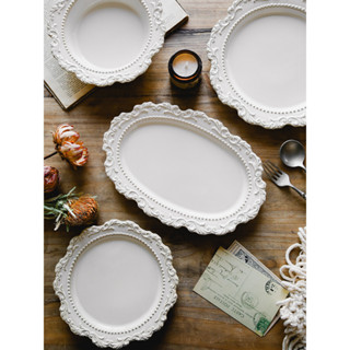 法式巴洛克復古浮雕宮廷風陶瓷餐盤歐式餐具西餐盤湯盤碗盤套裝