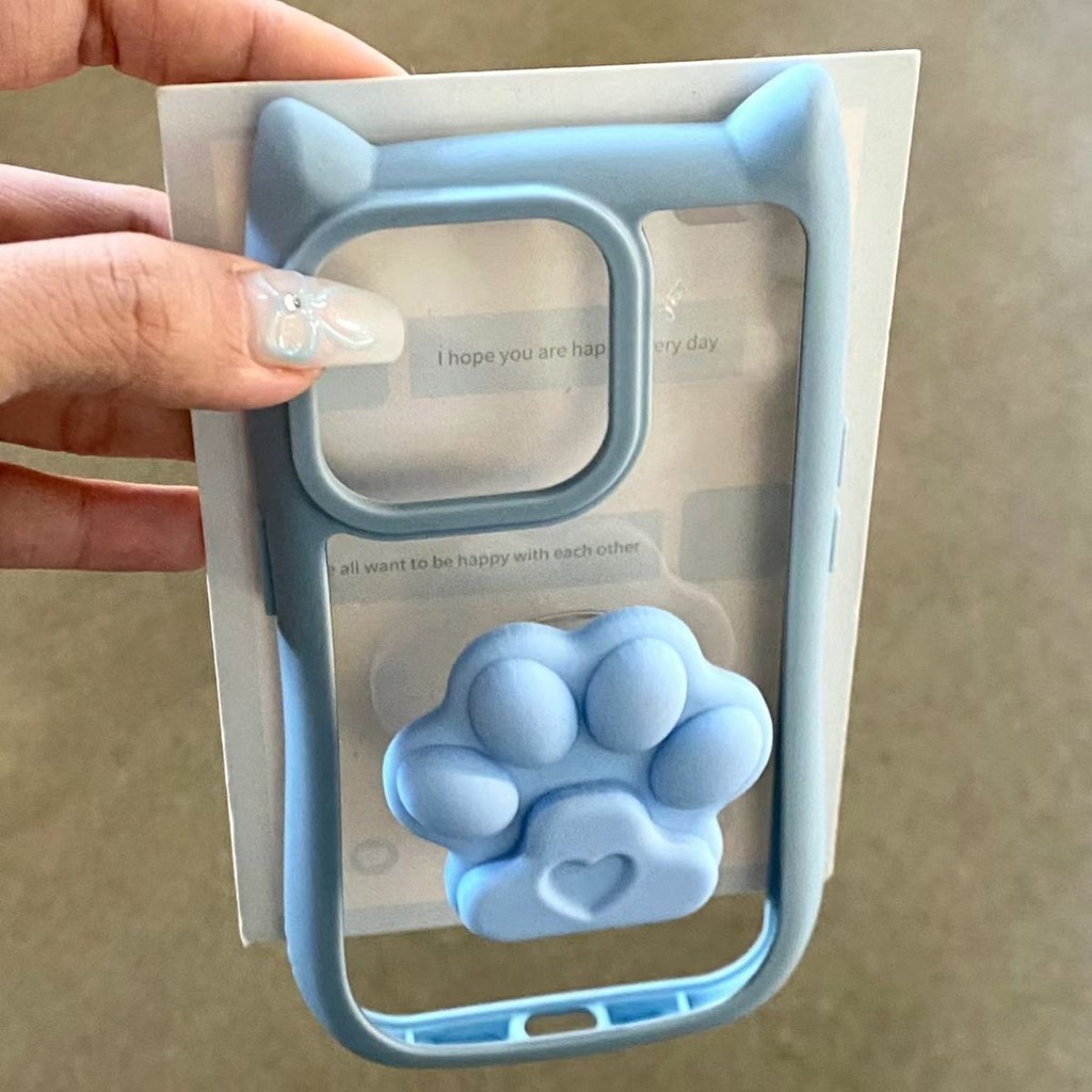 可愛的 3d 卡通貓耳貓爪支架手機殼適用於 IPhone 11 手機殼 IPhone 14 Pro Max 12 13