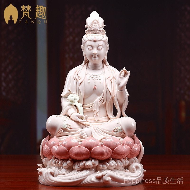 梵趣德化白瓷觀音佛像自在觀音菩薩像陶瓷如意觀世音家用供奉擺件
