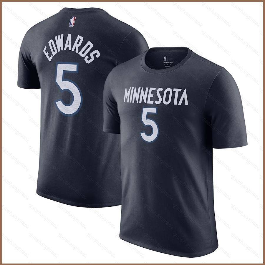 Sl NBA 明尼蘇達森林狼隊安東尼愛德華茲球衣圖標版 T 恤兒童成人加大碼
