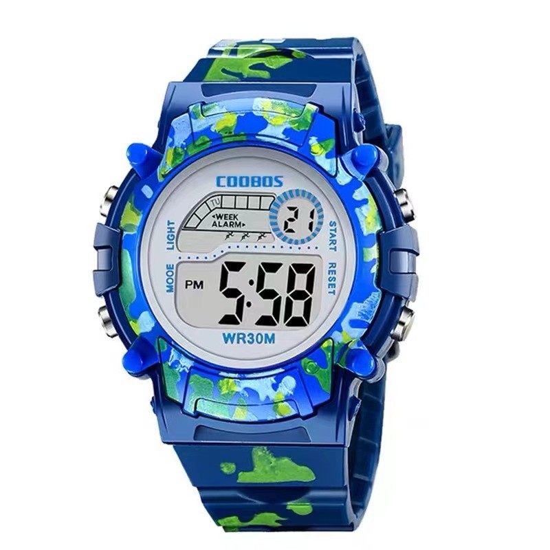 兒童運動數字手錶防水夜光電子led手錶時尚多功能日曆周顯示男孩女孩兒童手錶