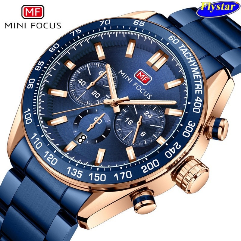 MINI FOCUS品牌手錶 男表多功能夜光防水手錶鋼帶商務男手錶0403G