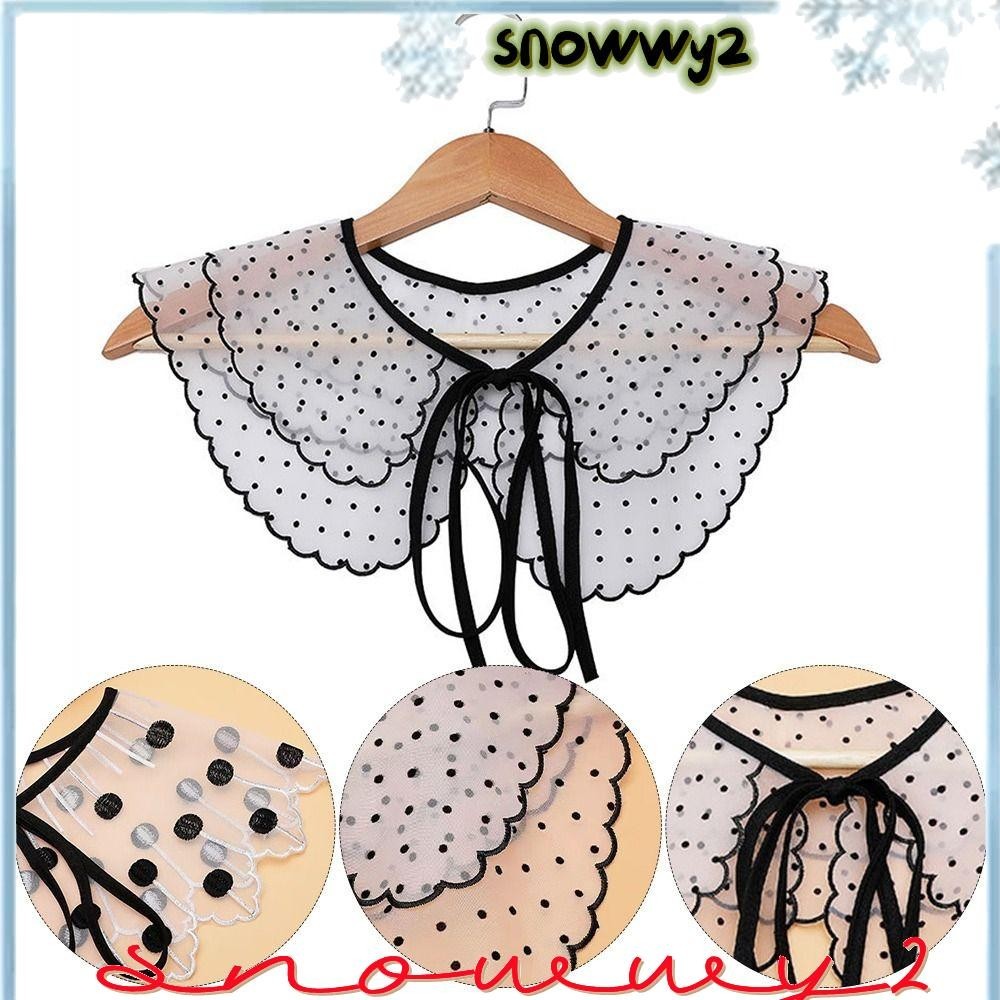 SNOWWY2假領罩衫,可拆卸的繡花襯衫假領,時尚衣服配件花邊翻領圍巾披肩裝飾