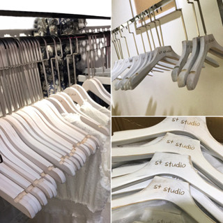【客製化】【衣架】 訂製舊白色 服裝店 專用 兒童女裝 實木 衣架 木頭 木質 衣掛 防滑 衣服 撐子