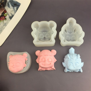 Diy卡通哪吒系列矽膠模具ao C蛋糕粘土手工皂汽車香薰石膏模具巧克力模具蛋糕裝飾品模具