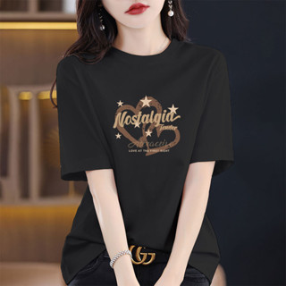 《現貨下單》100%純棉T恤女短袖年夏季薄款時尚復古寬鬆顯瘦氣質體恤上衣女 t恤短袖女上衣短袖短袖t恤短袖t恤女over