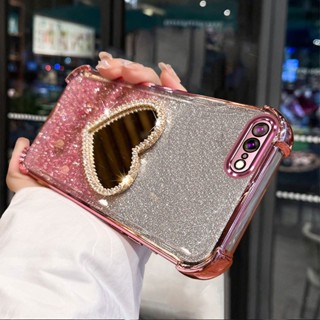 IPhone 7 Plus 手機殼 iPhone 8 Plus 軟殼矽膠防震保護套新設計美學掛繩化妝鏡帶支架 SJSFD
