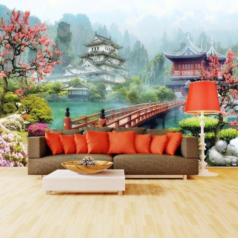 橋湖自然風景3d照片壁紙客廳臥室電視沙發背景牆紙家居裝飾壁畫