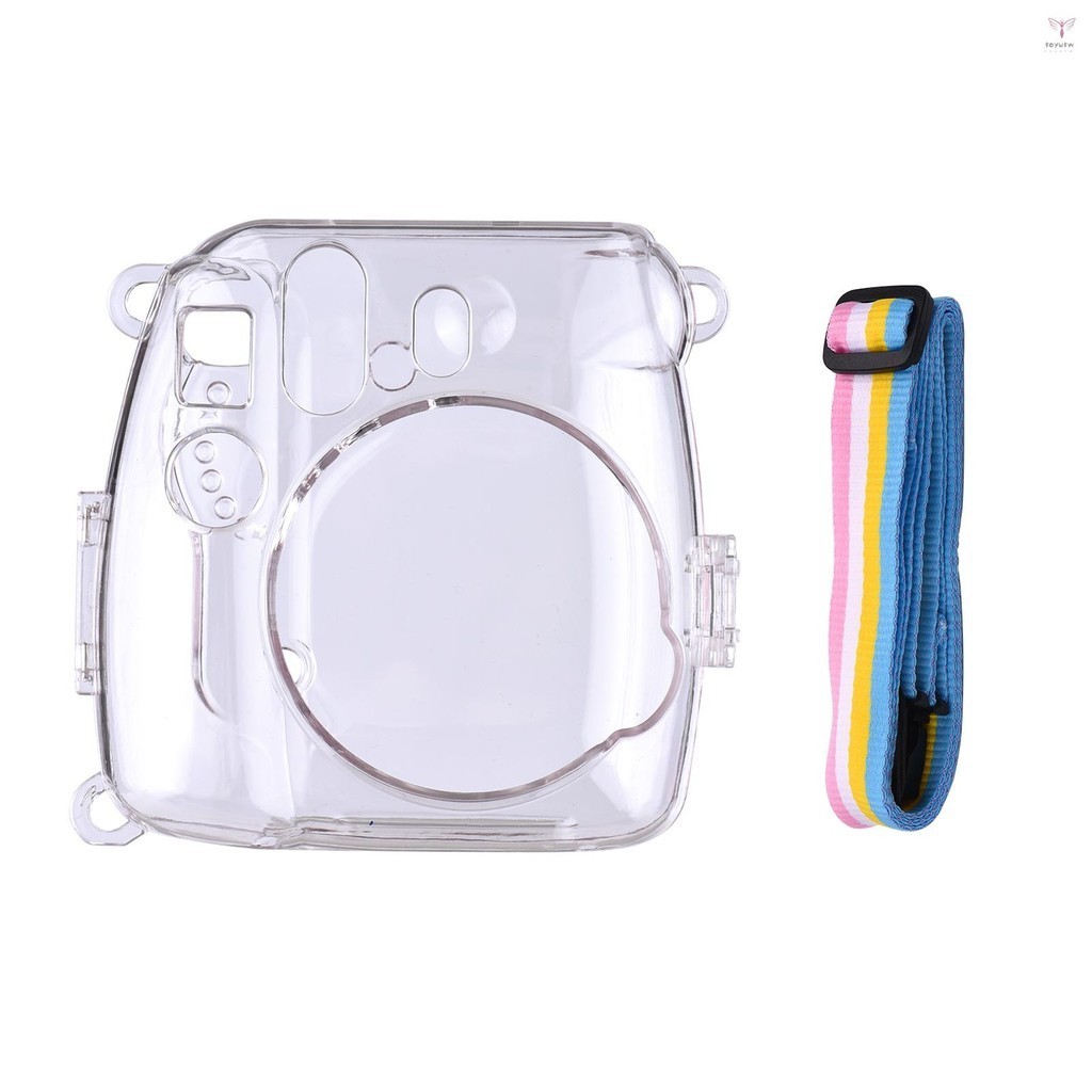 適用於 Fujifilm Instax Mini 8/9 的即時相機透明保護套,帶彩虹掛繩更換