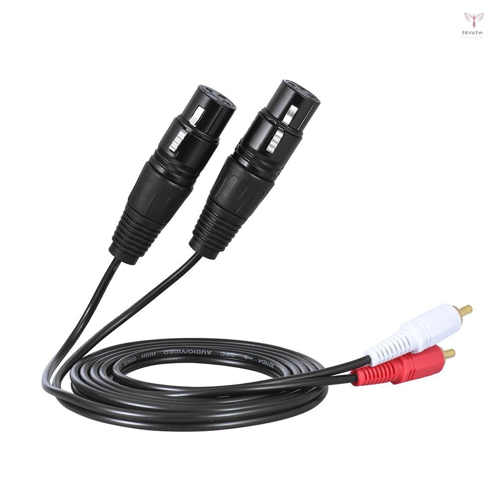 1.5m/5ft 立體聲音頻電纜線雙 XLR 母頭到雙 RCA 公頭插頭,用於混音器混音控制台麥克風放大器