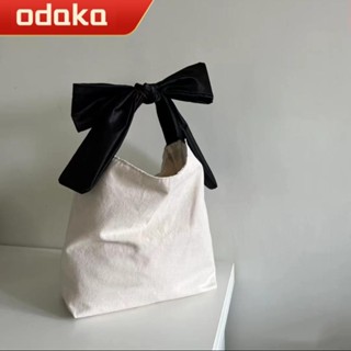 ODAKA時尚單肩包,蝴蝶結帆布休閒帆布包,好看純色單肩包