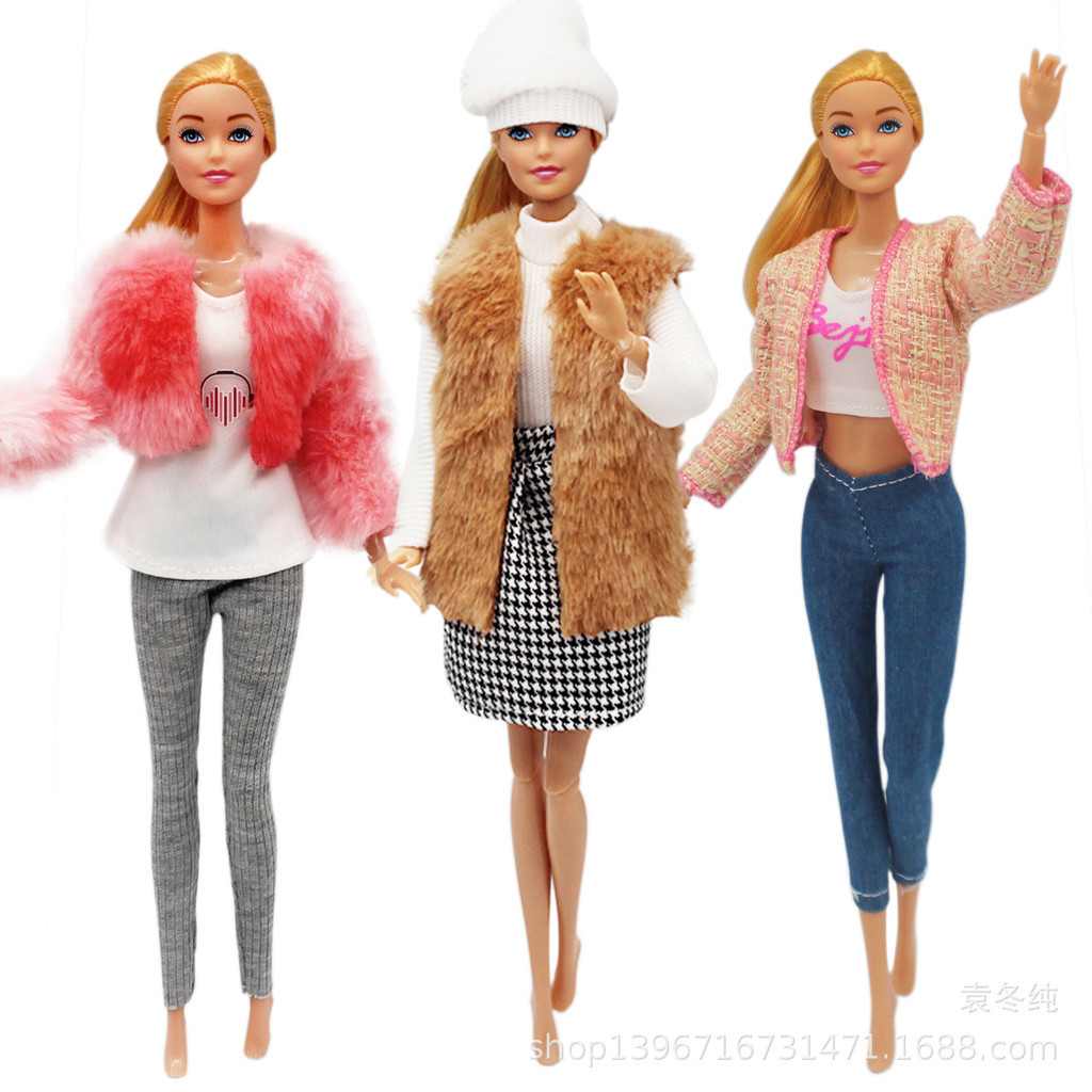 30cm娃娃衣服 芭比衣服 玩偶衣服 6分BJD娃娃 毛衣外套帽子套裝 時裝裙 barbie 衣服