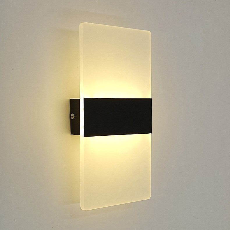 LED亞克力壁燈 北歐現代簡約 全電壓85-265V 長方形黑色白色 客廳臥室走廊樓梯間背景墻壁燈