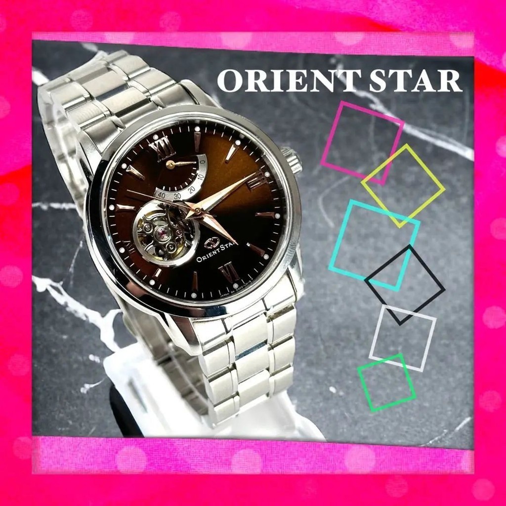 ORIENT 手錶 Open Heart SEMI SKELETON Crystal 機械表 棕 日本直送 二手