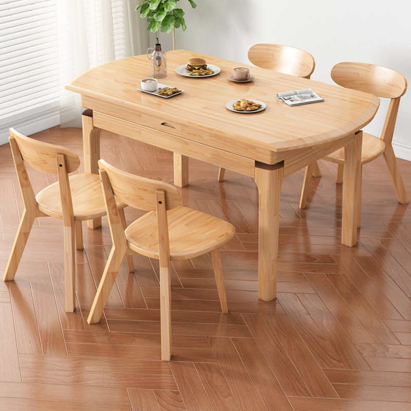 實木餐桌家用小戶型桌椅組合現代簡約原木10人可伸縮兩用實木圓桌餐桌 飯桌 桌子 吃飯桌
