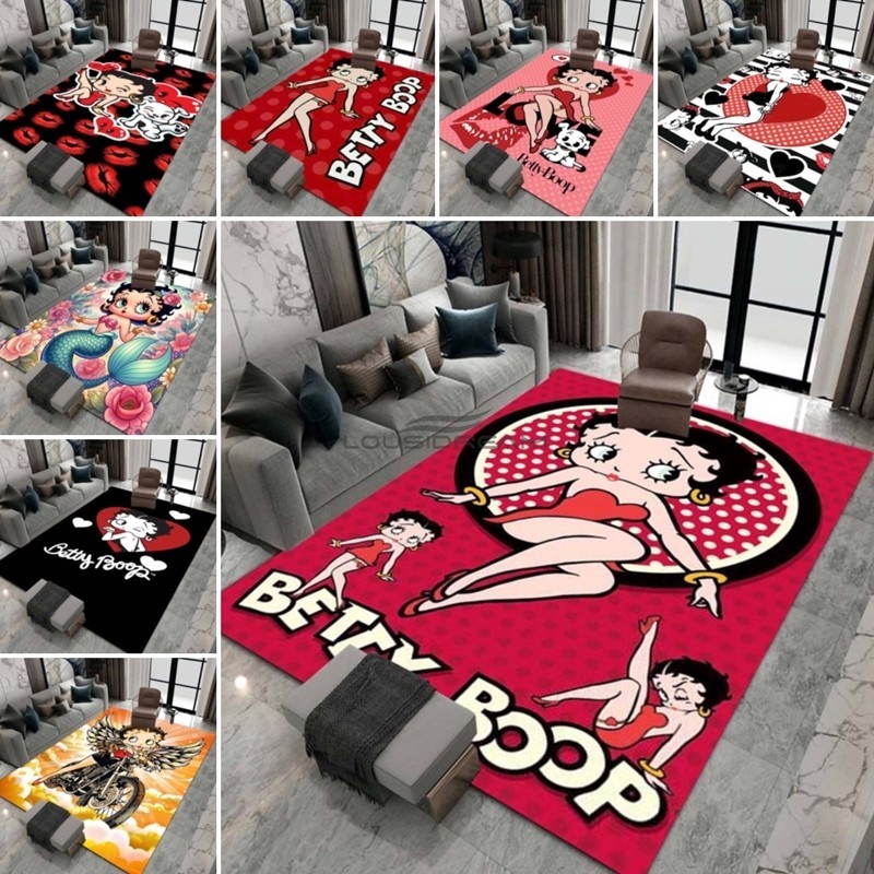 3d列印卡通明星“Betty Boop”貝蒂娃娃地毯兒童房床邊毯男孩女孩臥室客廳地毯