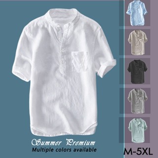 男士 Polo 衫棉麻短袖夏季休閒寬鬆 T 恤上衣加大碼男士襯衫 M-5XL Sj44