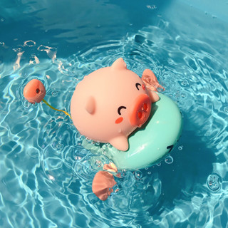 QVPJ 兒童發條小豬騎飛魚嬰兒拉線戲水鯨魚恐龍騎飛魚洗澡噴水游泳玩具