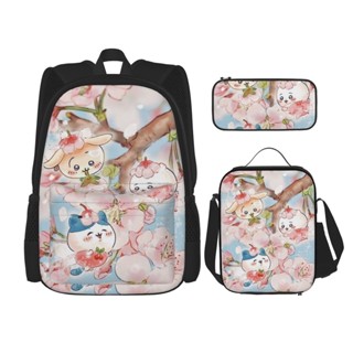 Chikawa 背包兒童書包套裝青少年女孩小學生休閒背包帶午餐盒