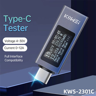 Kws-2301c 多功能數顯直流電壓電流表功率計Type-c手機充電測試儀DC 4-30V 0-12A