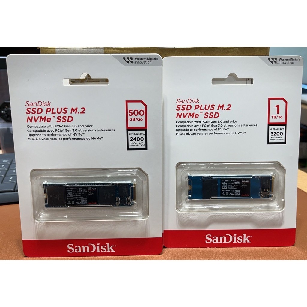【全新現貨】SanDisk Plus M.2 2280 PCIe Gen3x4 SSD固態硬碟(500G/1TB)