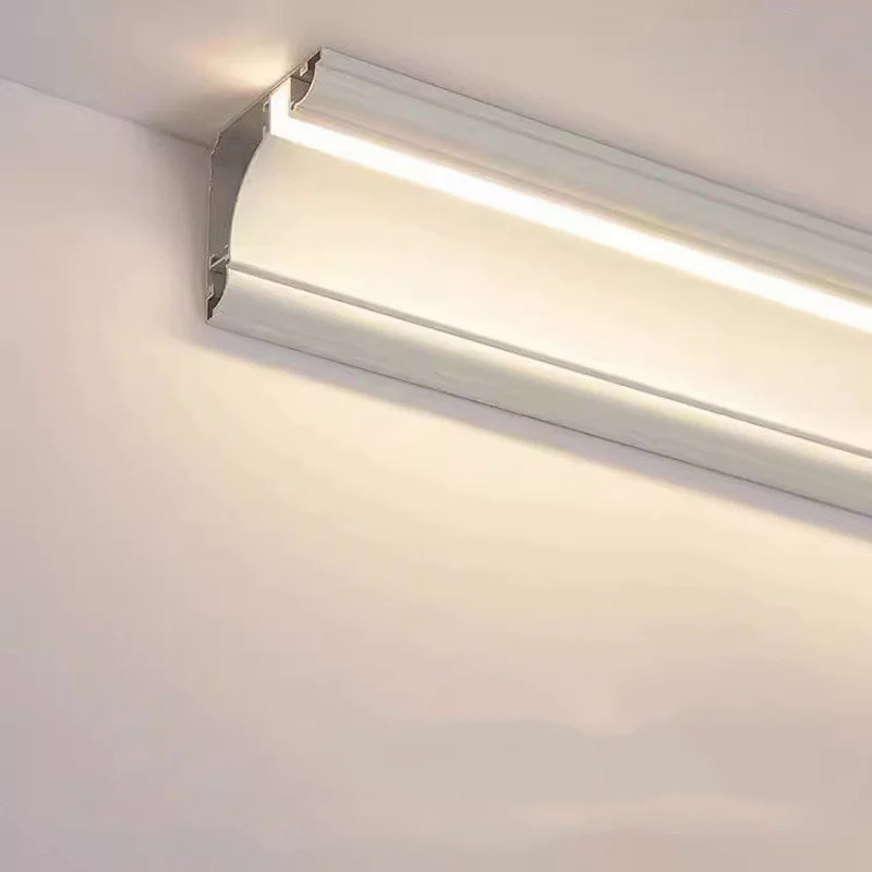 免費天花板鋁型材 Led 發光石膏線性燈頂角直列硬條燈條照明反射燈