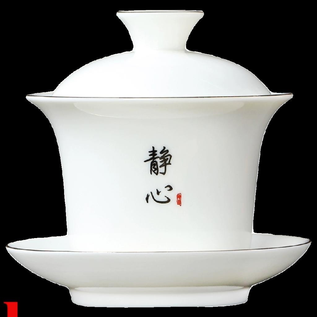 潮州骨瓷蓋碗超薄胎功夫茶具潮汕泡茶杯單個不燙手三才蓋碗白瓷