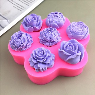 多款7孔玫瑰花牡丹花牡丹矽膠模具烘焙diy蛋糕巧克力滴膠蠟燭模具多孔矽膠模具玫瑰牡丹20250315