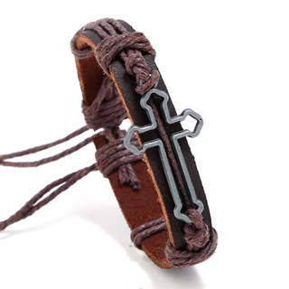 歐美首飾 復古手工編織牛皮手鍊 簡約抽拉調整個性手環