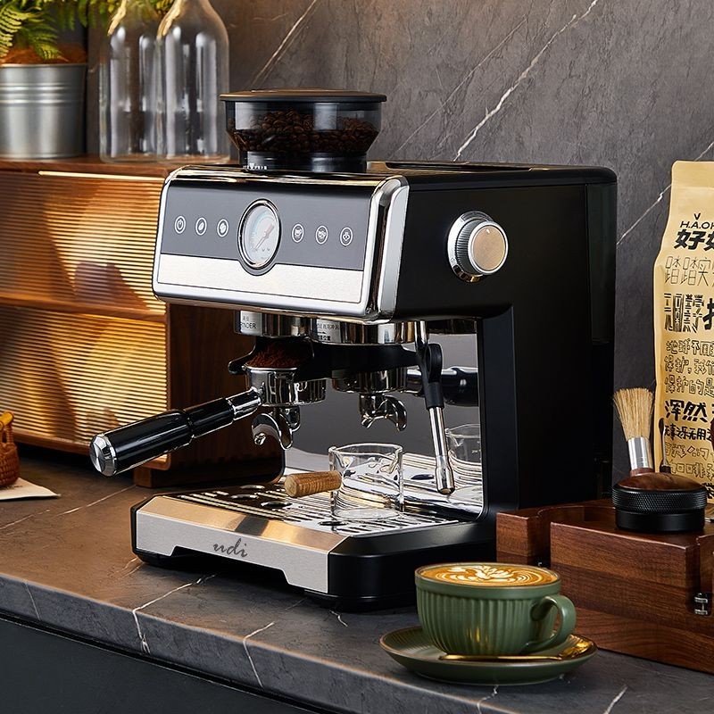 {臺灣專供}CM7020咖啡機雙鍋爐商用意式半自動咖啡機家用小型一件式機研磨一件式