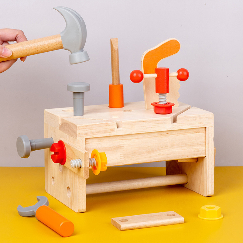 【現貨】兒童早教 木質多功能 螺母拆裝 工具臺  仿真維修 工具 益智 過家家玩具