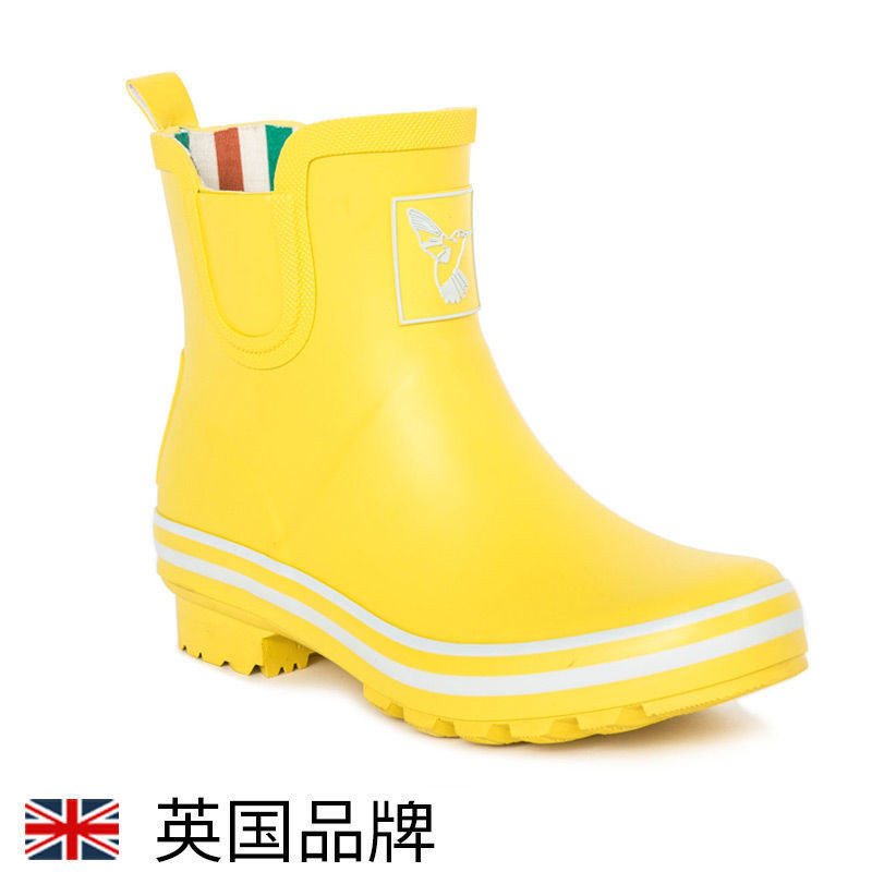 限時下殺英國雨鞋女水鞋防滑防水鞋靴套成人兒童雨鞋雨靴女黃色低幫20240418