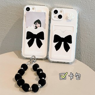 ins日韓 蝴蝶結 掛繩 插卡 手機殼 適用於 iPhone 15 14 13 12 11 Pro Max 卡通 保護殼