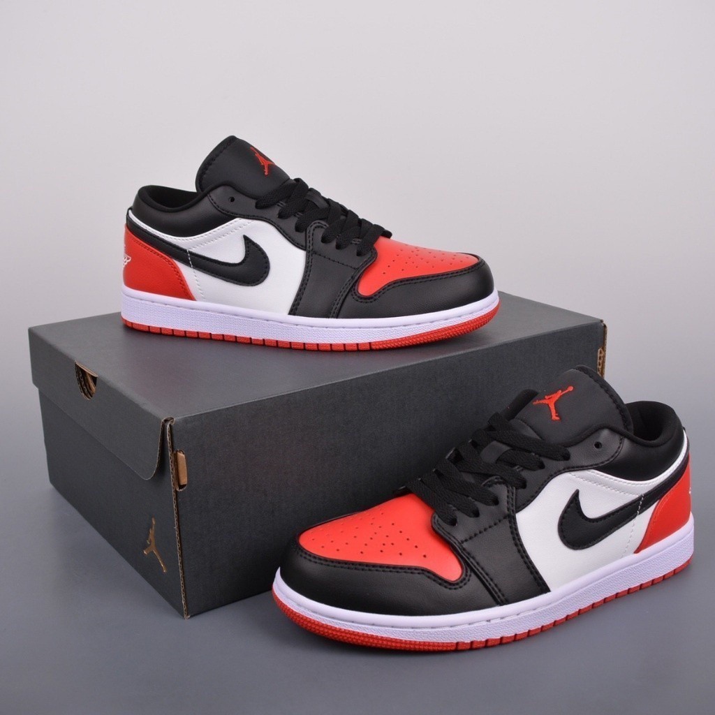 【贈品】ua Air Jordan 1 low“黑紅”籃球鞋男運動鞋女aj1中性情侶鞋包郵鞋盒標準尺碼:36-46