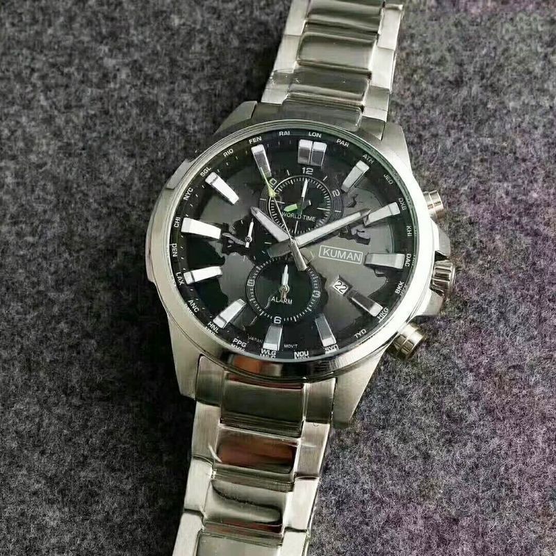 [現貨]手錶男防水運動鋼帶石英錶非機械夜光三眼計時防水電子學生腕錶潮