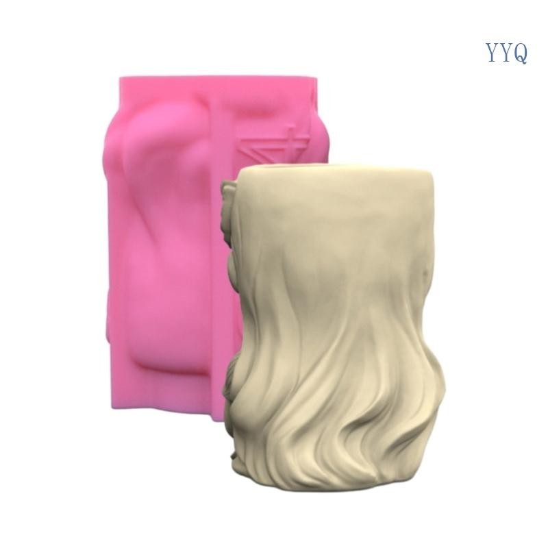 Yyq花盆水泥矽膠模具精靈女孩多肉花盆模具樹脂模具