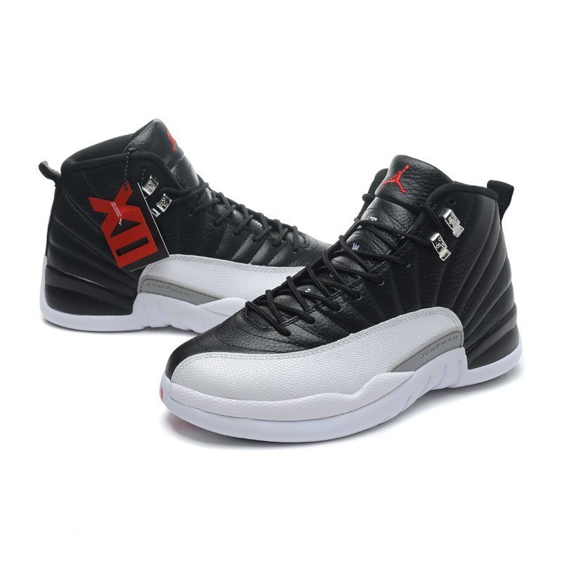 運動鞋男式 Air Jordan 12 復古“playoff”黑色/白色和紅色 100% 原創