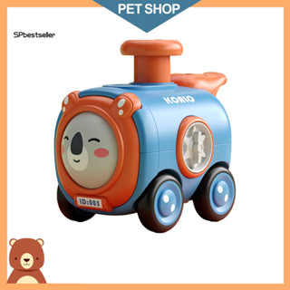 Sp Rotate Face Toy 卡通玩具車 Press and Go 迷你火車玩具帶口哨無需電池可愛卡通動物設計非