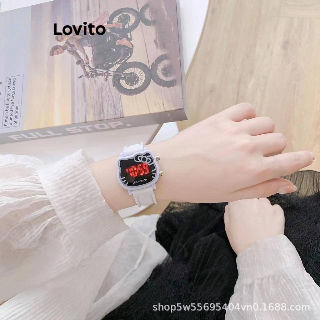 Lovito 可愛卡通發光 LED Sanrio Kitty 女用電子手錶 LFA30314