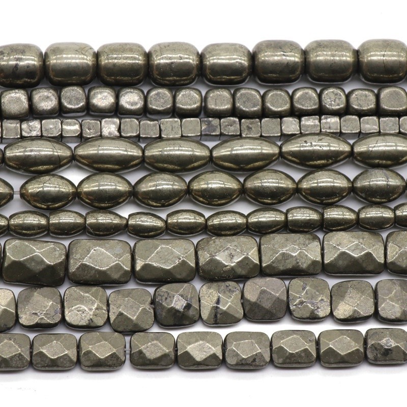 KJ--串珠礦石 黃鐵礦diy手工飾品配件光珠米珠切面珠手鏈項鏈飾品材料