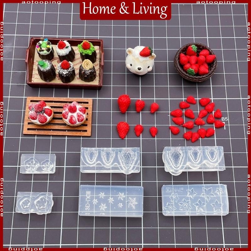 Aoto 迷你草莓模具 3D 蛋糕軟糖模具,用於製作糖果首飾手工皂