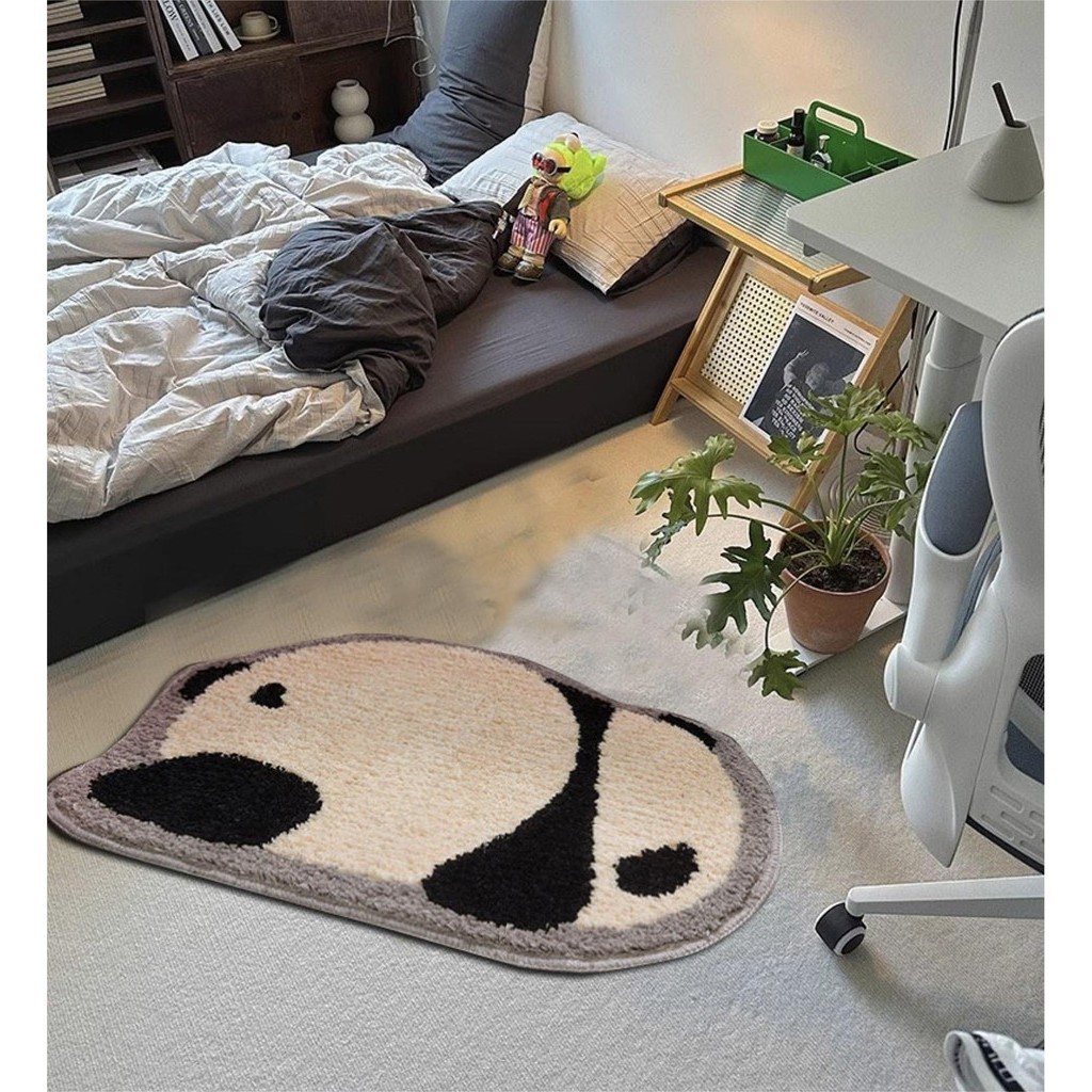 🌸葉果果🍀可愛卡通毛絨熊貓地墊地毯臥室客廳書房地毯腳墊