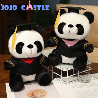 JOJO CASTLE 熊貓公仔熊貓醫生畢業毛絨玩具 25cm 毛絨動物熊貓熊毛絨公仔兒童玩具畢業生學生畢業玩偶畢業禮物