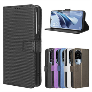 適用OPPO Reno10 Pro手機殼Reno 10 Pro+Plus翻蓋皮套鑽石紋插卡5